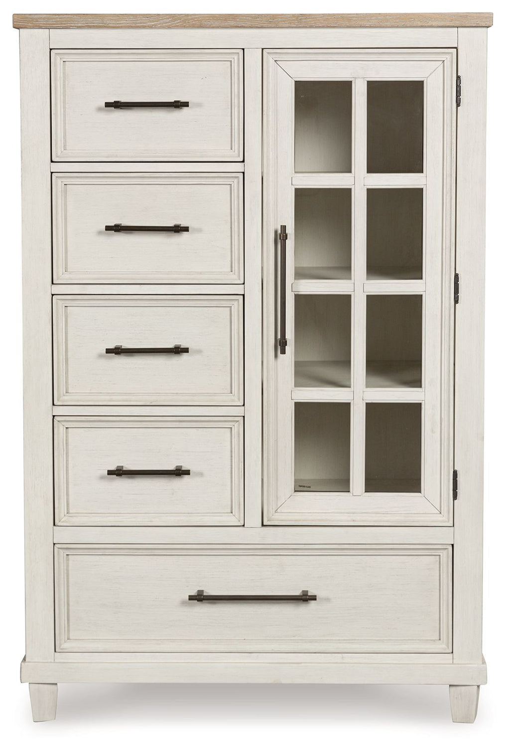 Shaybrock - Blanc antique / Marron - Commode à portes