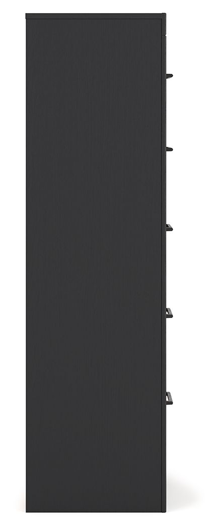 Vertani - Noir / Marron miel - Commode cinq tiroirs