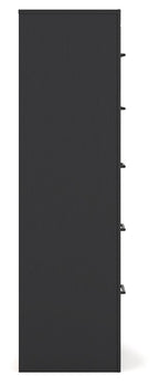 Vertani - Noir / Marron miel - Commode cinq tiroirs