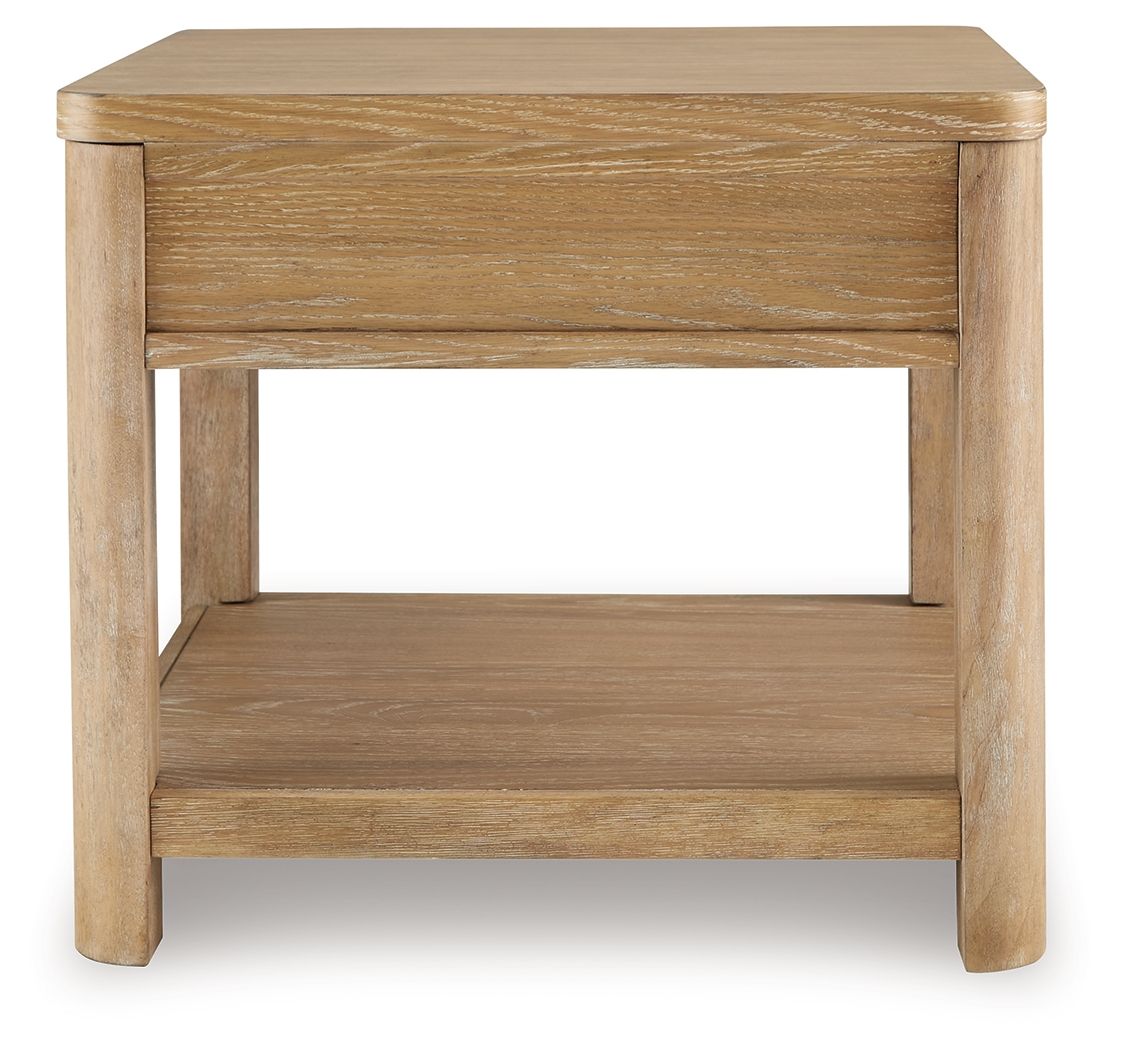 Rencott - Brun clair - Table d'appoint rectangulaire