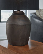 Naareman - Lampe de table en terre cuite noir métallisé