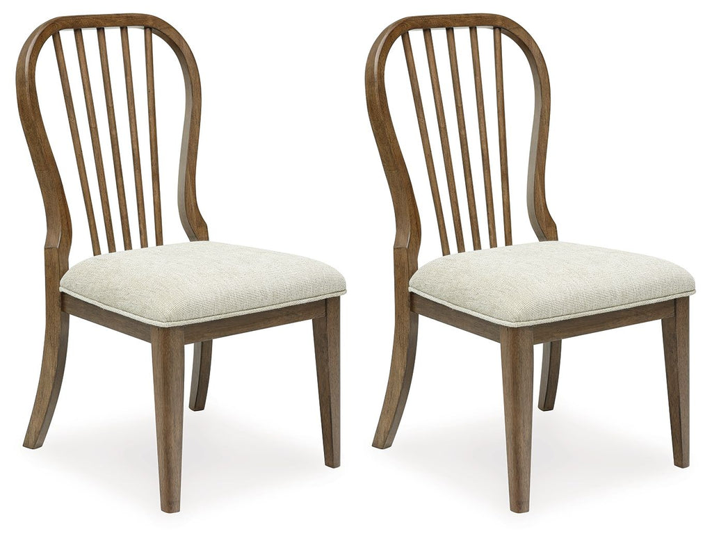 Sturlayne - Marron - Chaise de salle à manger rembourrée (lot de 2) - Dossier à fuseau