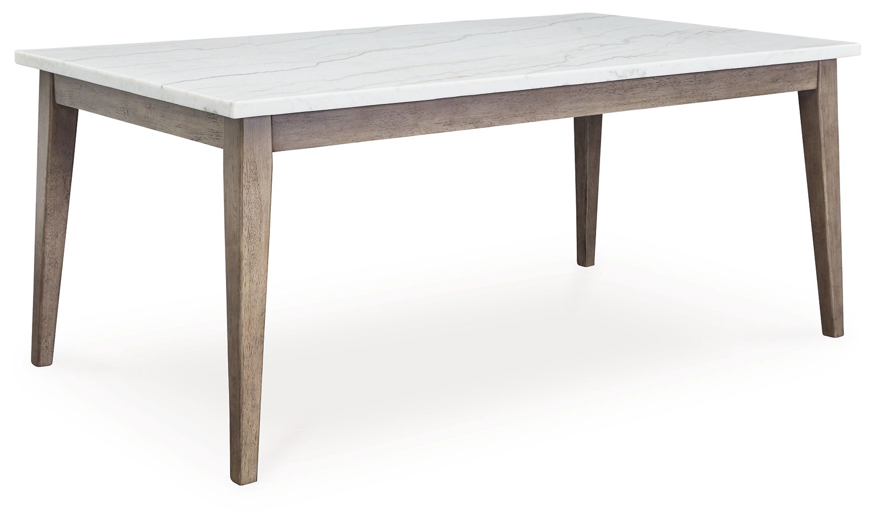Loyaska - Blanc / Marron - Table de salle à manger rectangulaire