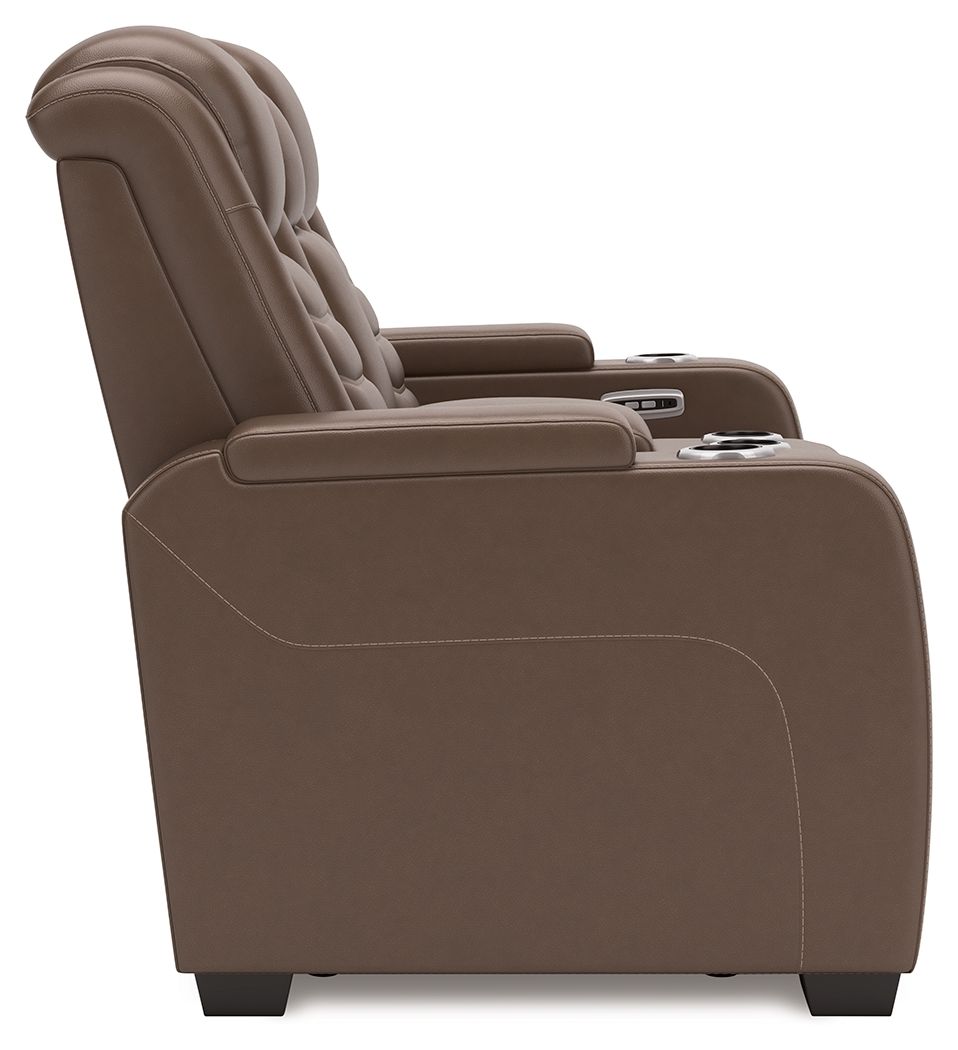 High Impact - Tabac - Causeuse inclinable électrique avec console / Hauteur réglable