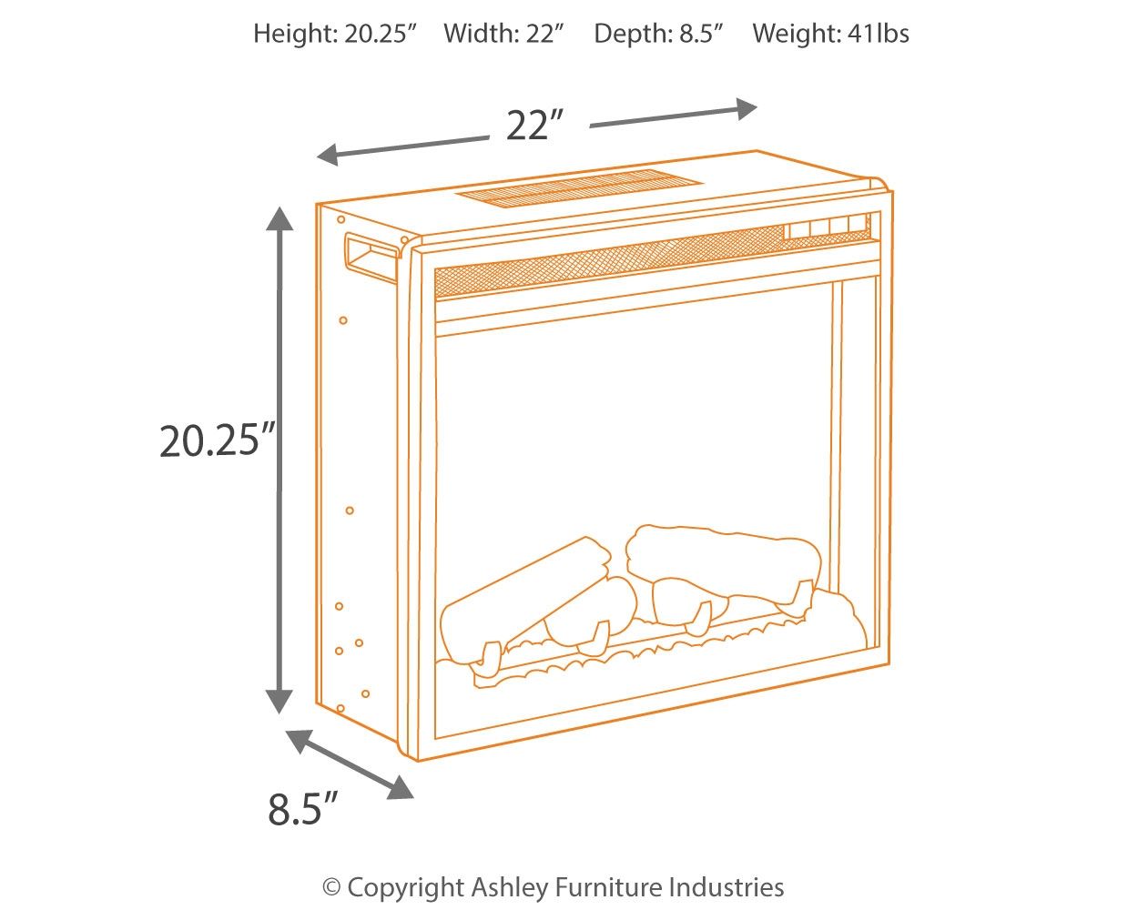 Dorrinson - Meuble TV d'angle avec insert de cheminée