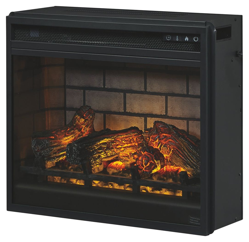 Dorrinson - Meuble TV d'angle avec insert de cheminée