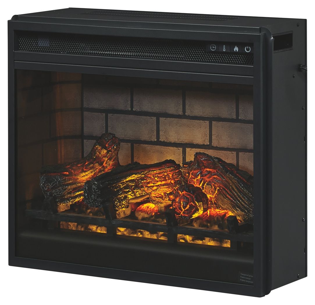 Dorrinson - Meuble TV d'angle avec insert de cheminée