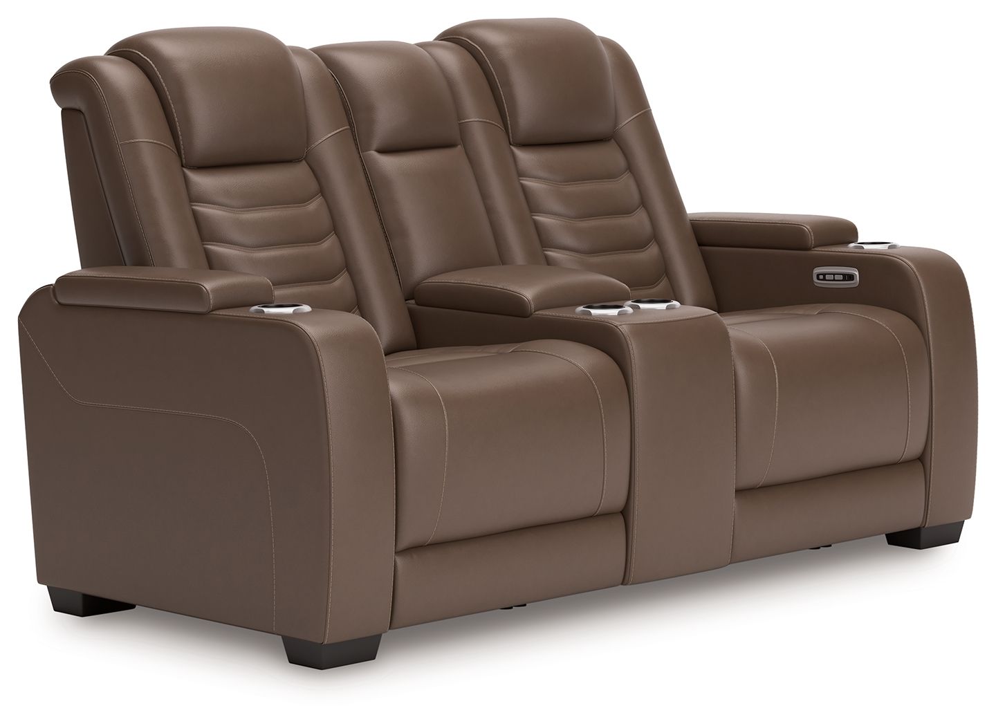 High Impact - Tabac - Causeuse inclinable électrique avec console / Hauteur réglable