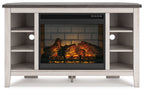 Dorrinson - Meuble TV d'angle avec insert de cheminée