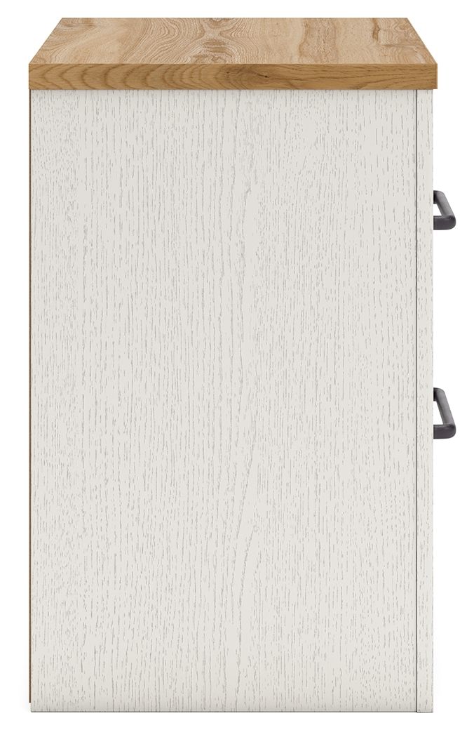 Linnocreek - Blanc / Brun chaud - Table de chevet à deux tiroirs