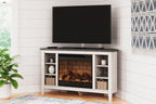 Dorrinson - Meuble TV d'angle avec insert de cheminée