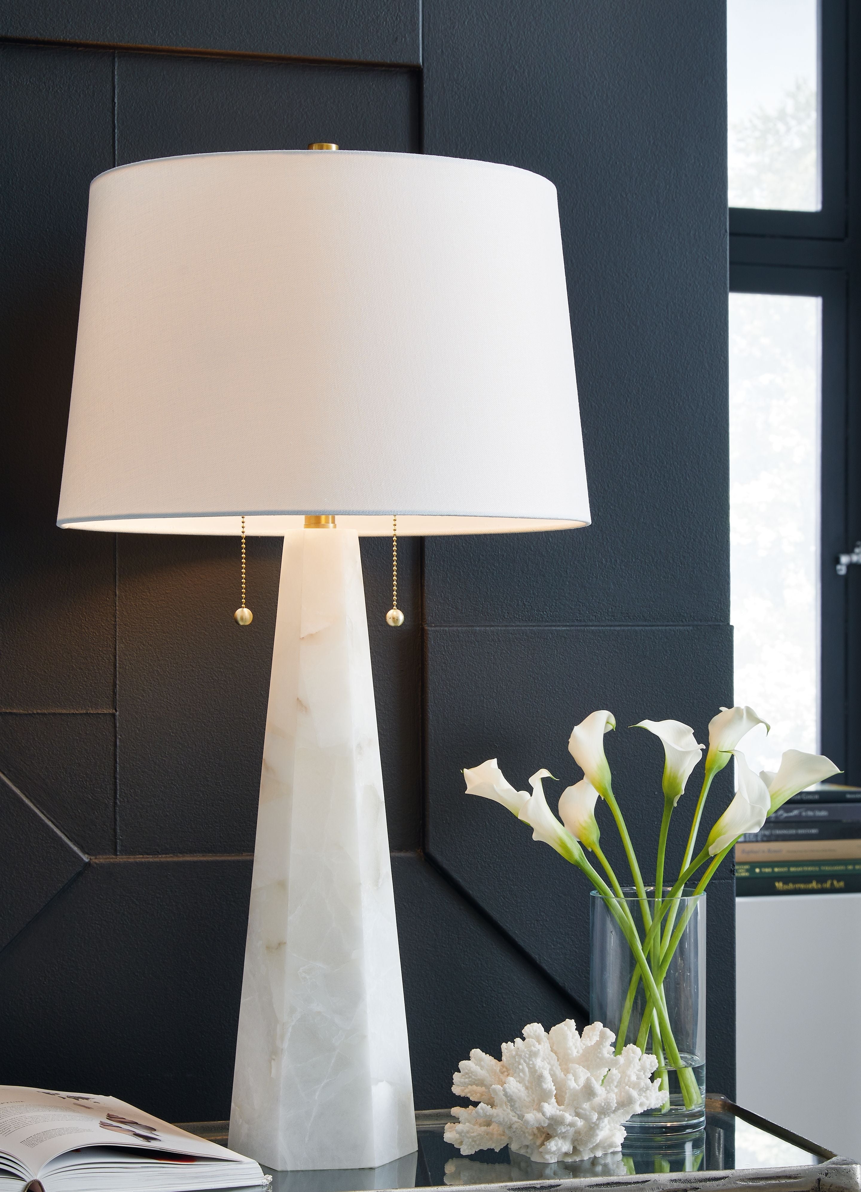 Laurellen - Blanc - Lampe de table en albâtre
