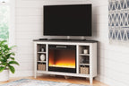 Dorrinson - Meuble TV d'angle avec insert de cheminée