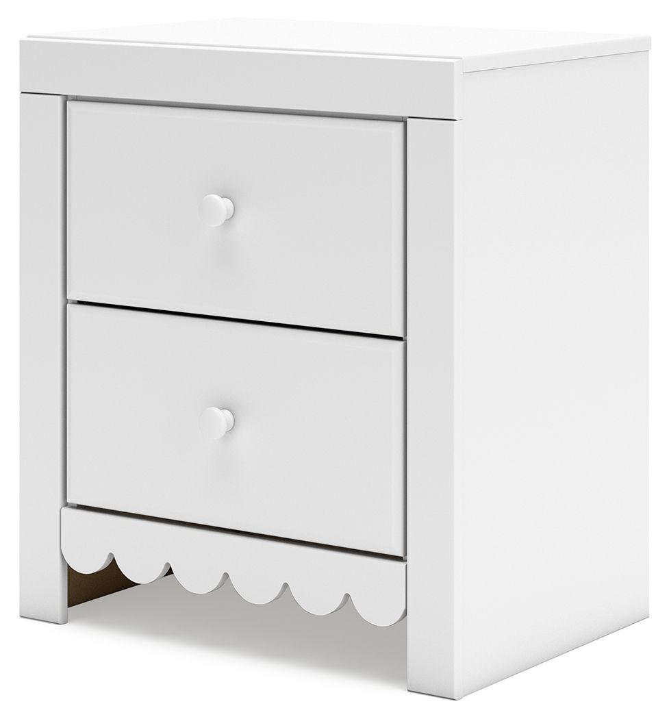 Mollviney - Blanc - Table de chevet à deux tiroirs