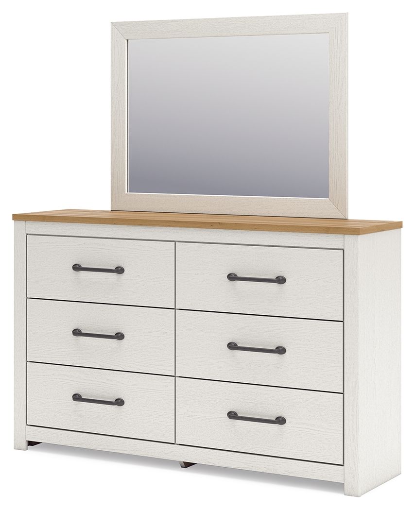 Linnocreek - Blanc / Brun Chaud - Commode et Miroir