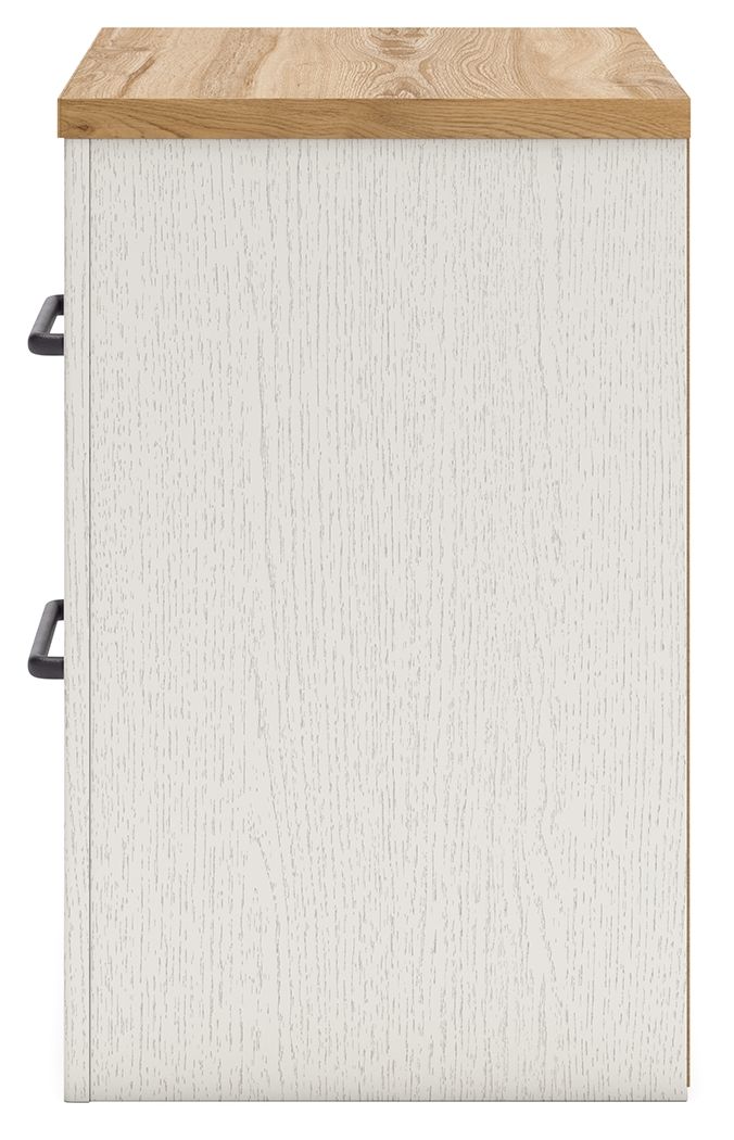 Linnocreek - Blanc / Brun chaud - Table de chevet à deux tiroirs