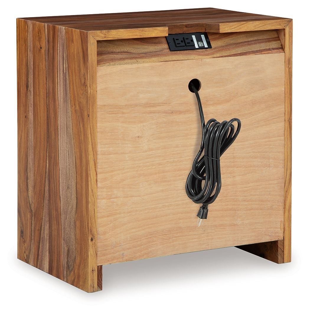 Dressonni - Marron - Table de chevet à deux tiroirs