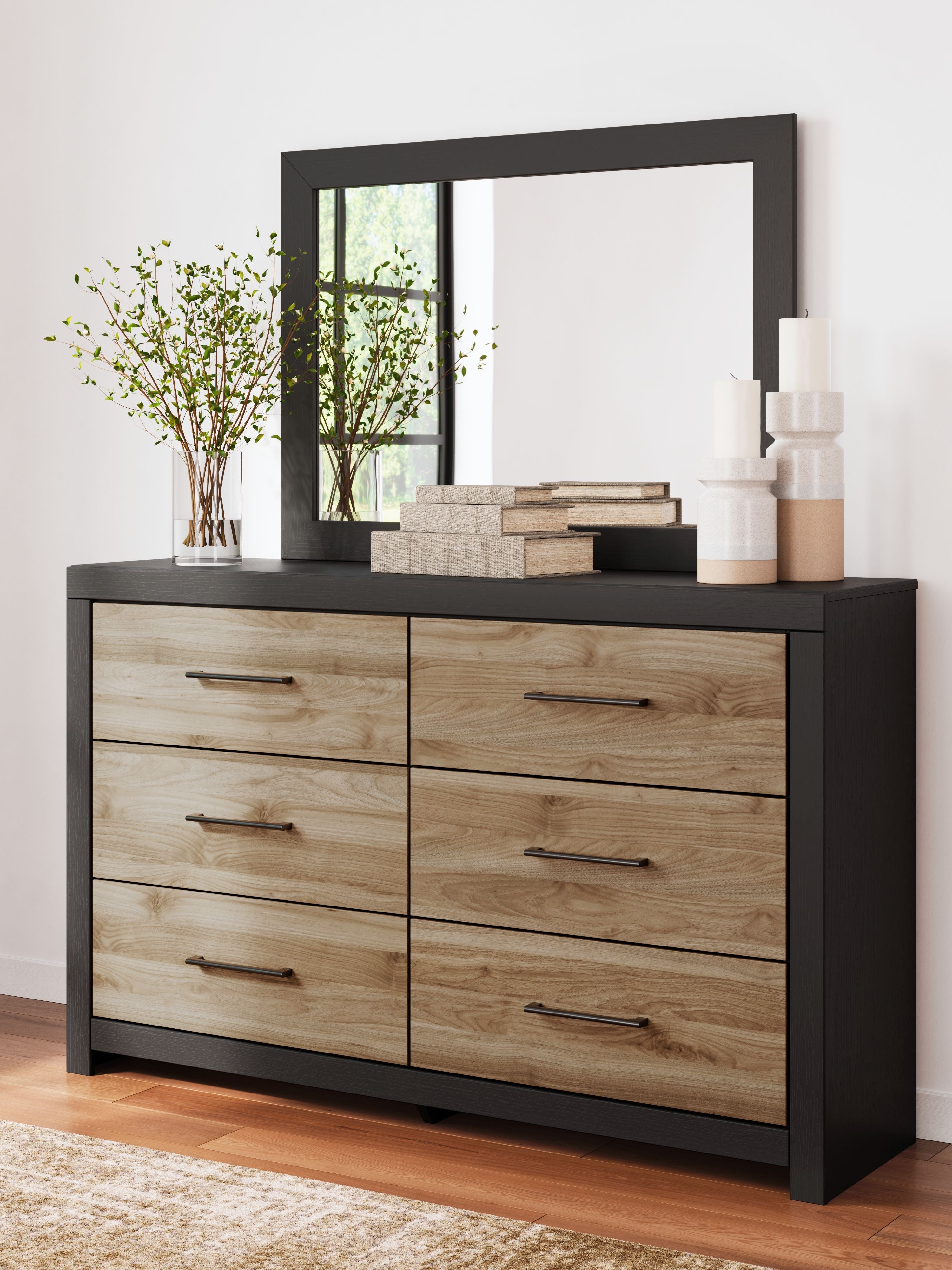Vertani - Noir - Commode et miroir