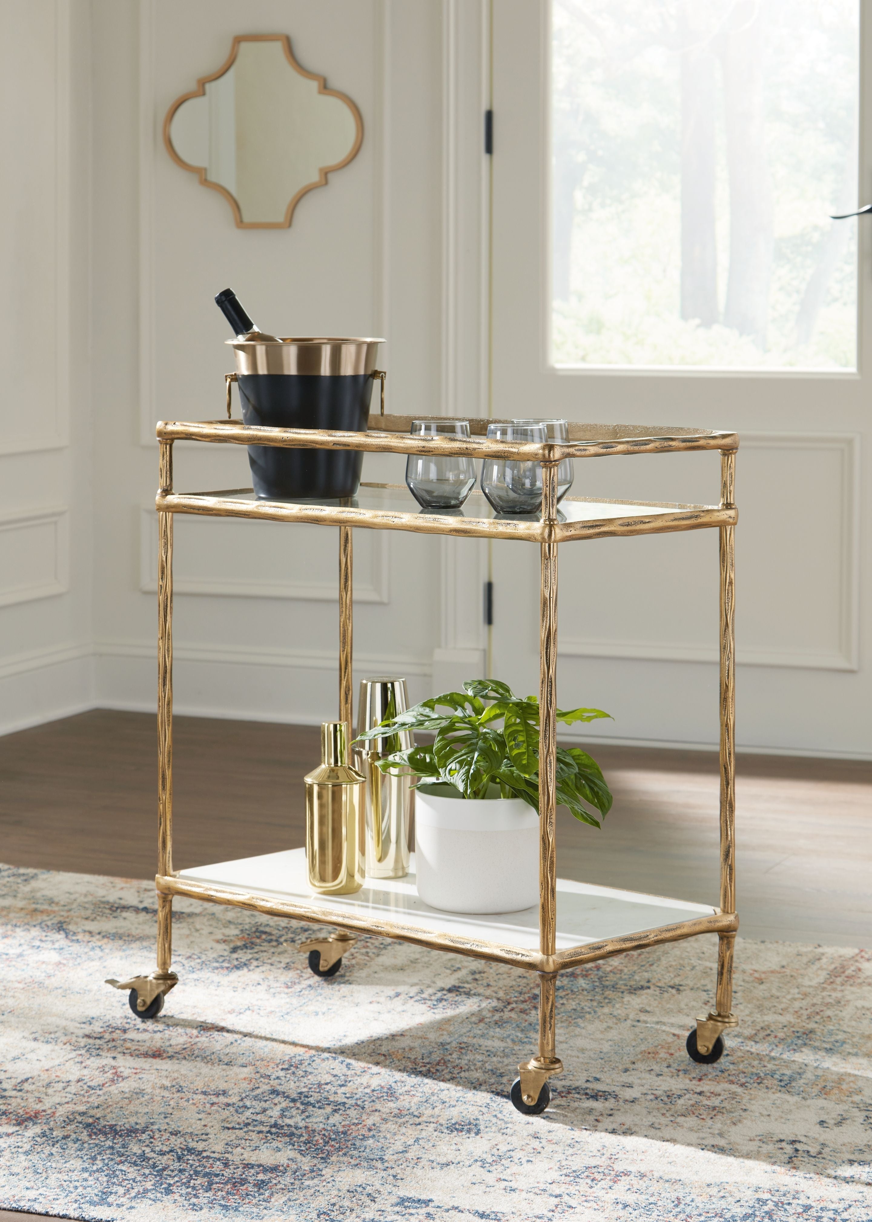 Plattfield - Finition or antique - Chariot de bar