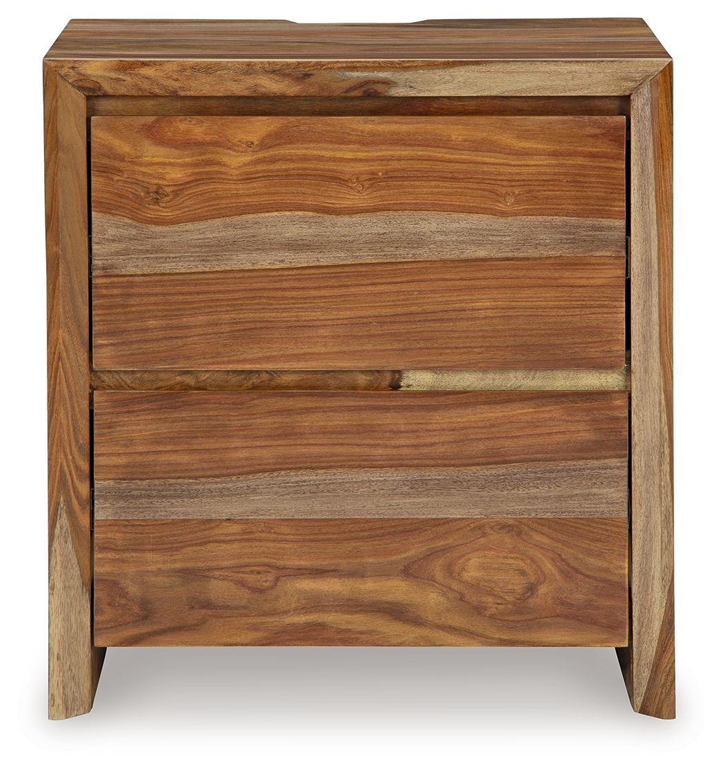 Dressonni - Marron - Table de chevet à deux tiroirs