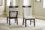 Neymorton - Chaise de salle à manger rembourrée gris clair/marron (lot de 2)