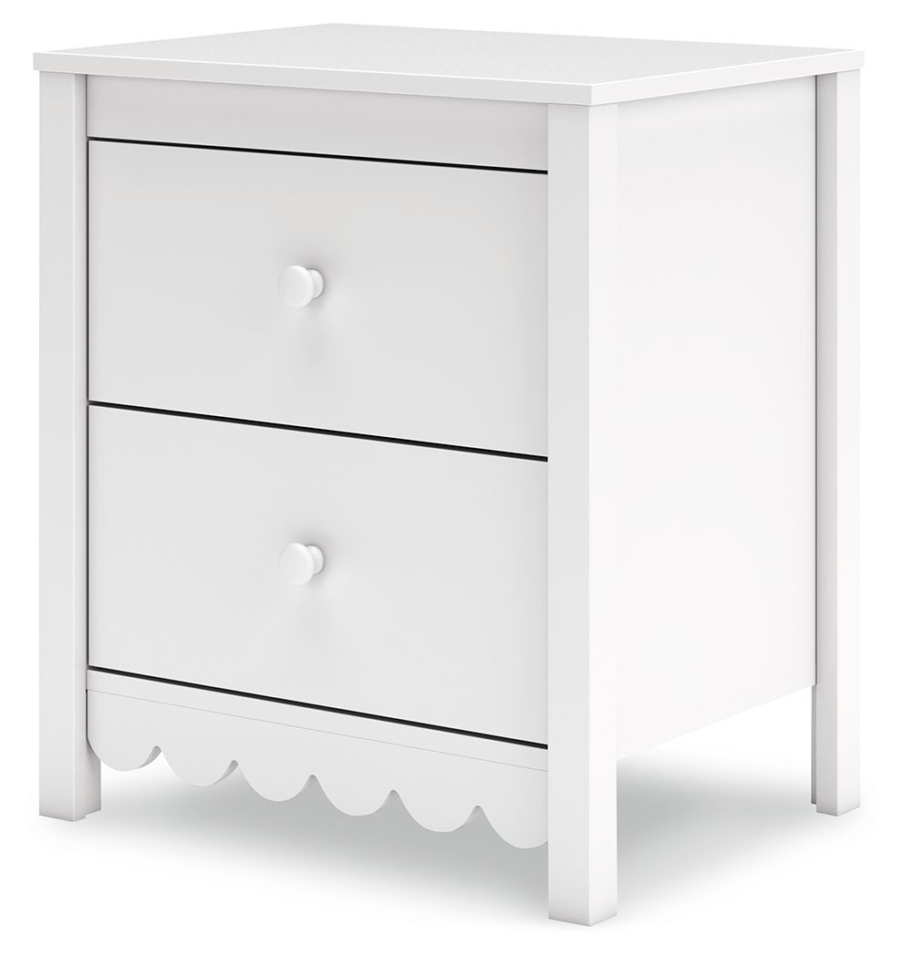 Hallityn - Blanc - Table de chevet à deux tiroirs
