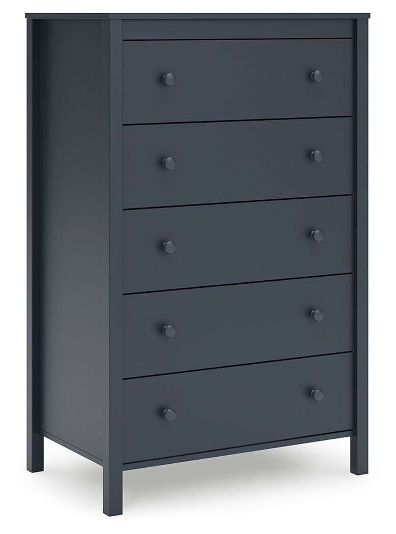Simmenfort - Bleu marine - Commode cinq tiroirs