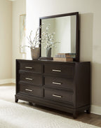 Neymorton - Brun gris foncé - Commode et miroir
