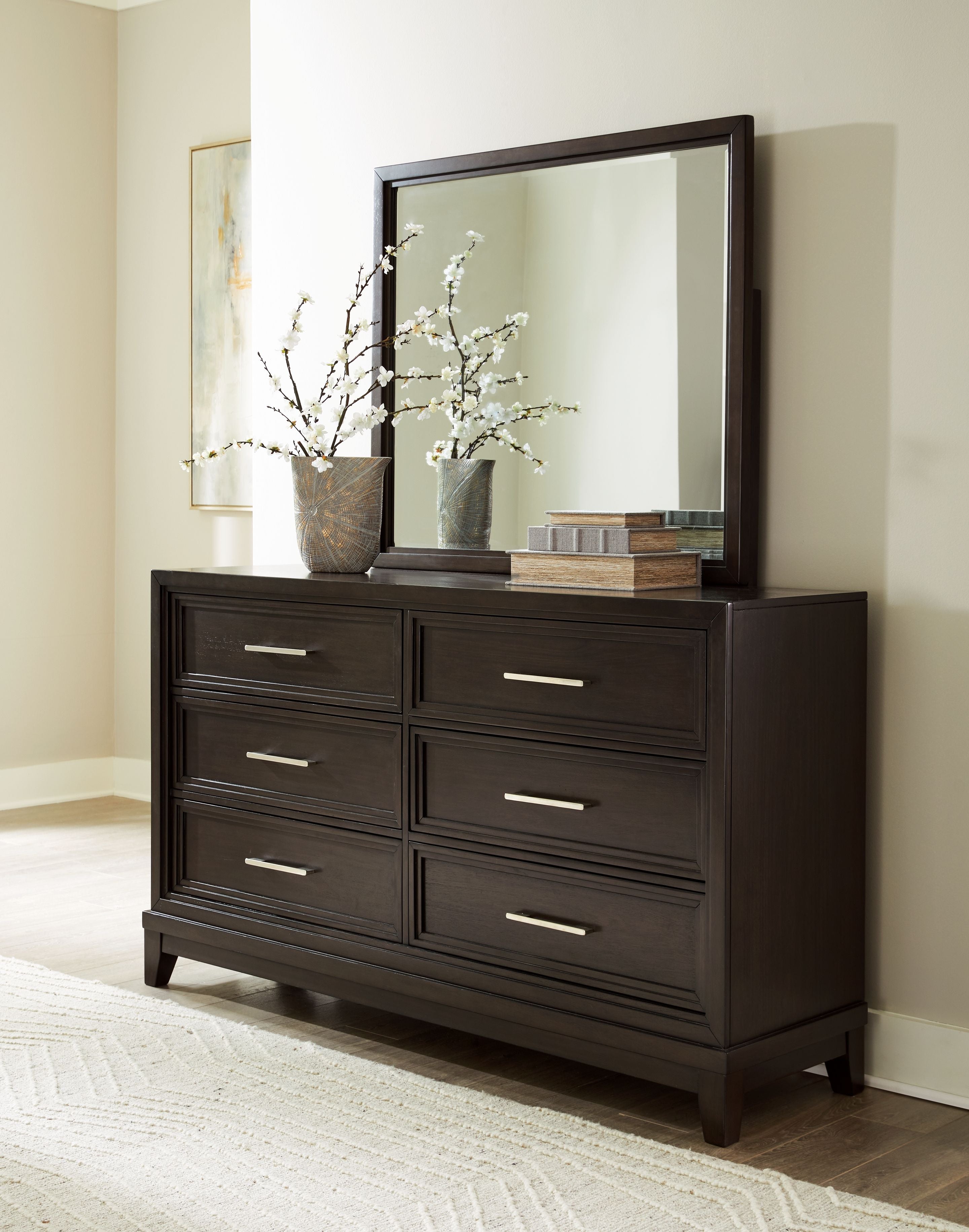 Neymorton - Brun gris foncé - Commode et miroir