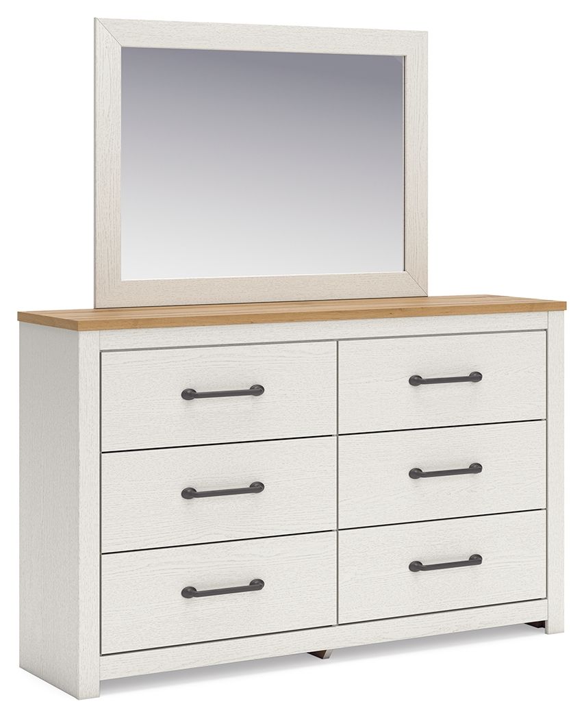 Linnocreek - Blanc / Brun Chaud - Commode et Miroir