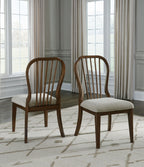 Sturlayne - Marron - Chaise de salle à manger rembourrée (lot de 2) - Dossier à fuseau