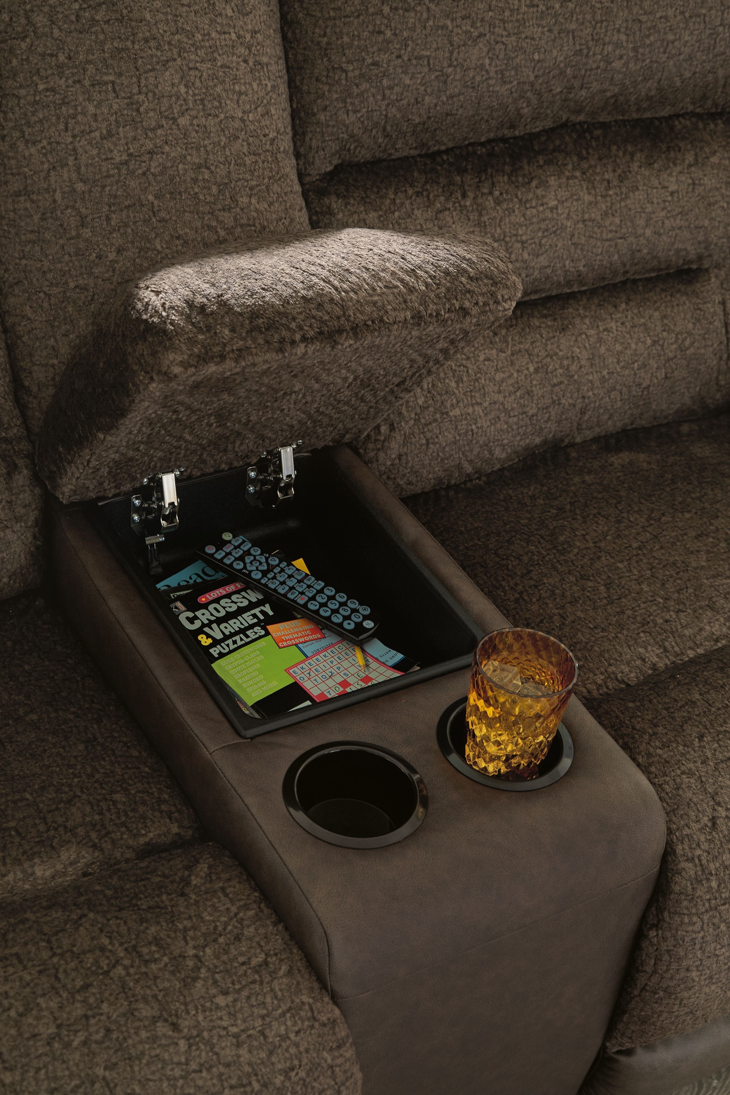 Dorman - Chocolat - Canapé inclinable double avec console