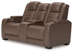 High Impact - Tabac - Causeuse inclinable électrique avec console / Hauteur réglable