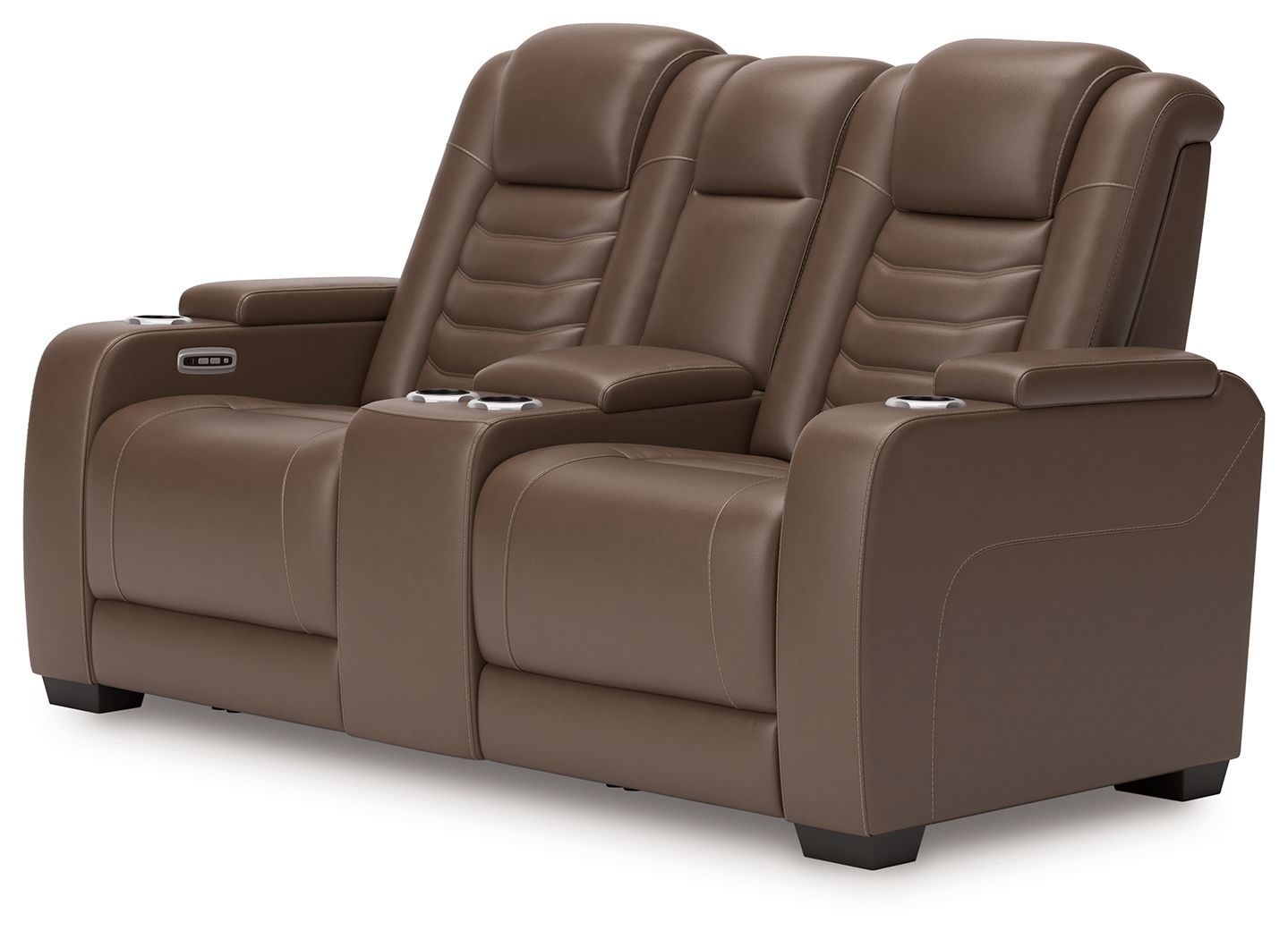 High Impact - Tabac - Causeuse inclinable électrique avec console / Hauteur réglable