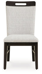 Neymorton - Chaise de salle à manger rembourrée gris clair/marron (lot de 2)