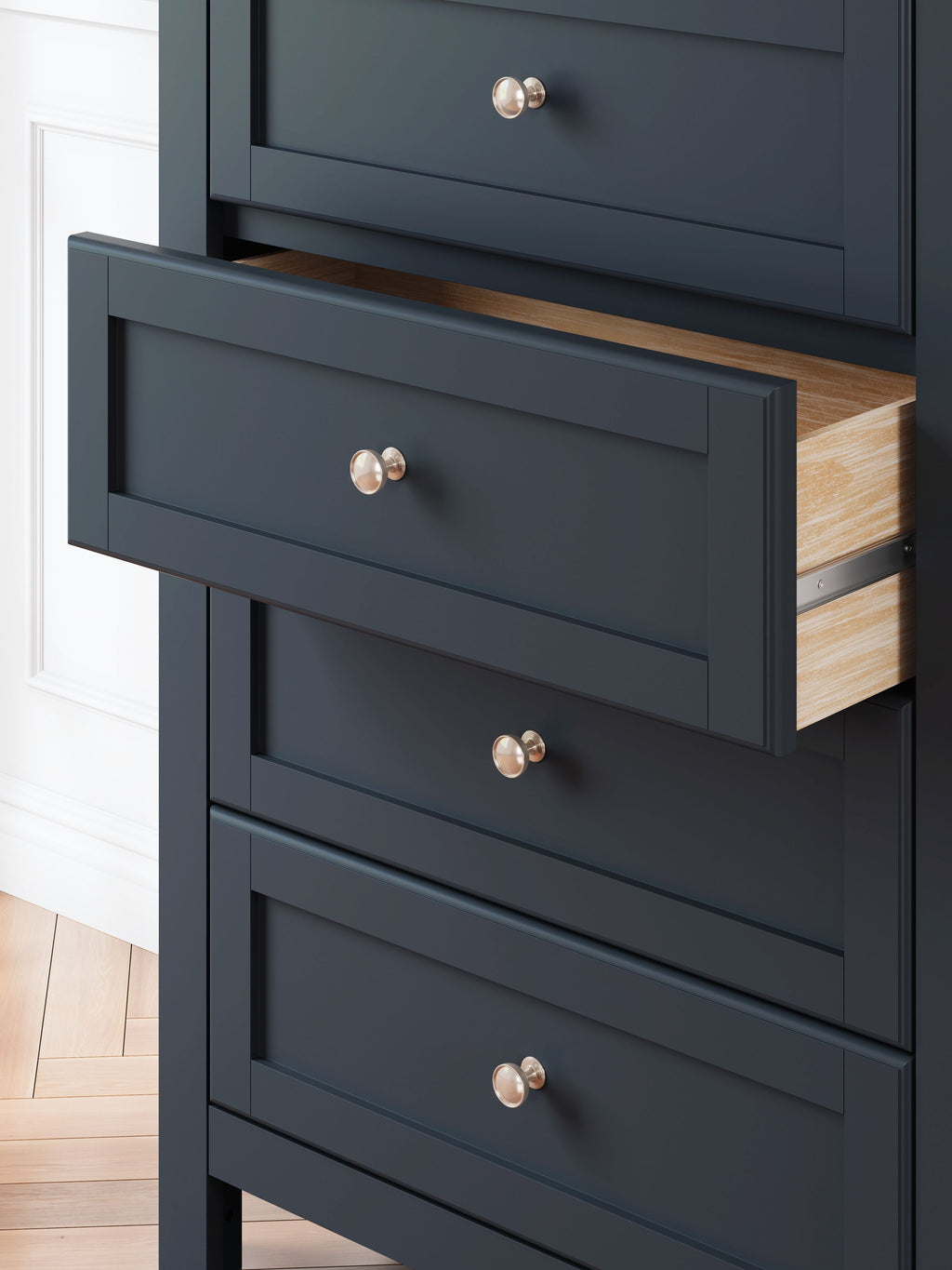 Landocken - Marron / Bleu - Commode à quatre tiroirs