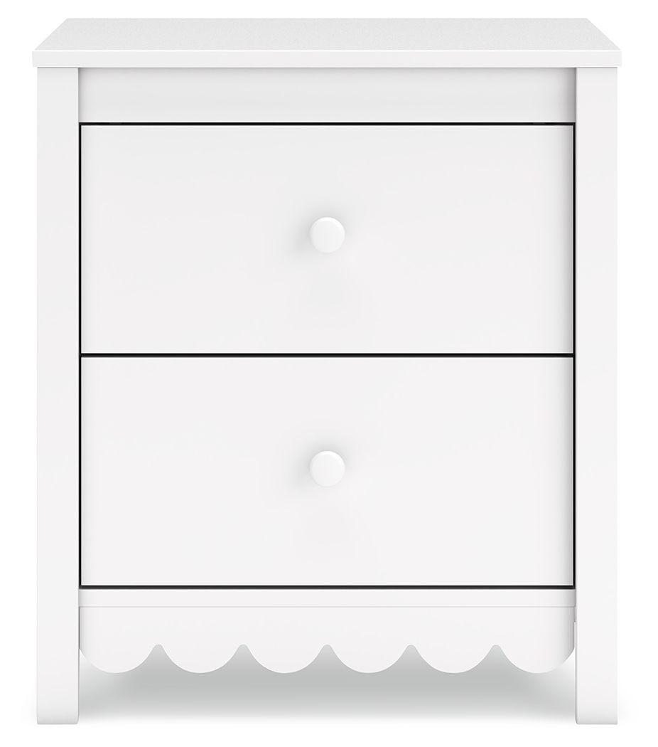 Hallityn - Blanc - Table de chevet à deux tiroirs