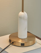 Rowleigh - Finition dorée / Blanc - Lampe de bureau en marbre