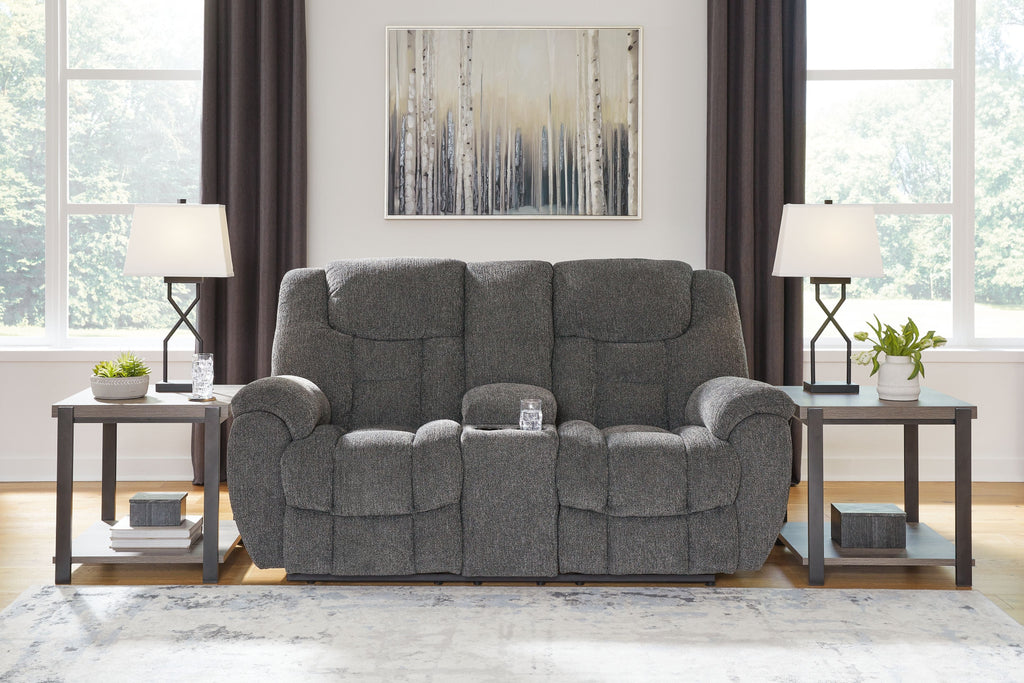 Foreside - Anthracite - Canapé double inclinable avec console