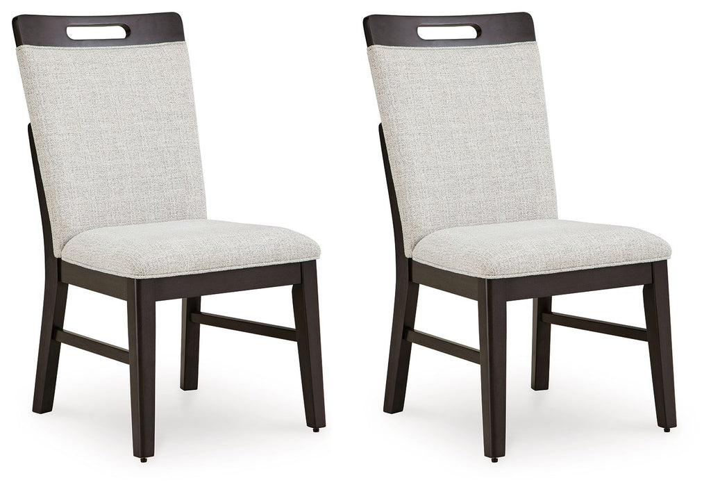 Neymorton - Brun gris foncé - Table rectangulaire extensible 7 pièces, 6 chaises d'appoint