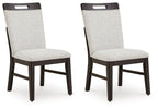 Neymorton - Brun gris foncé - Table rectangulaire extensible 7 pièces, 6 chaises d'appoint