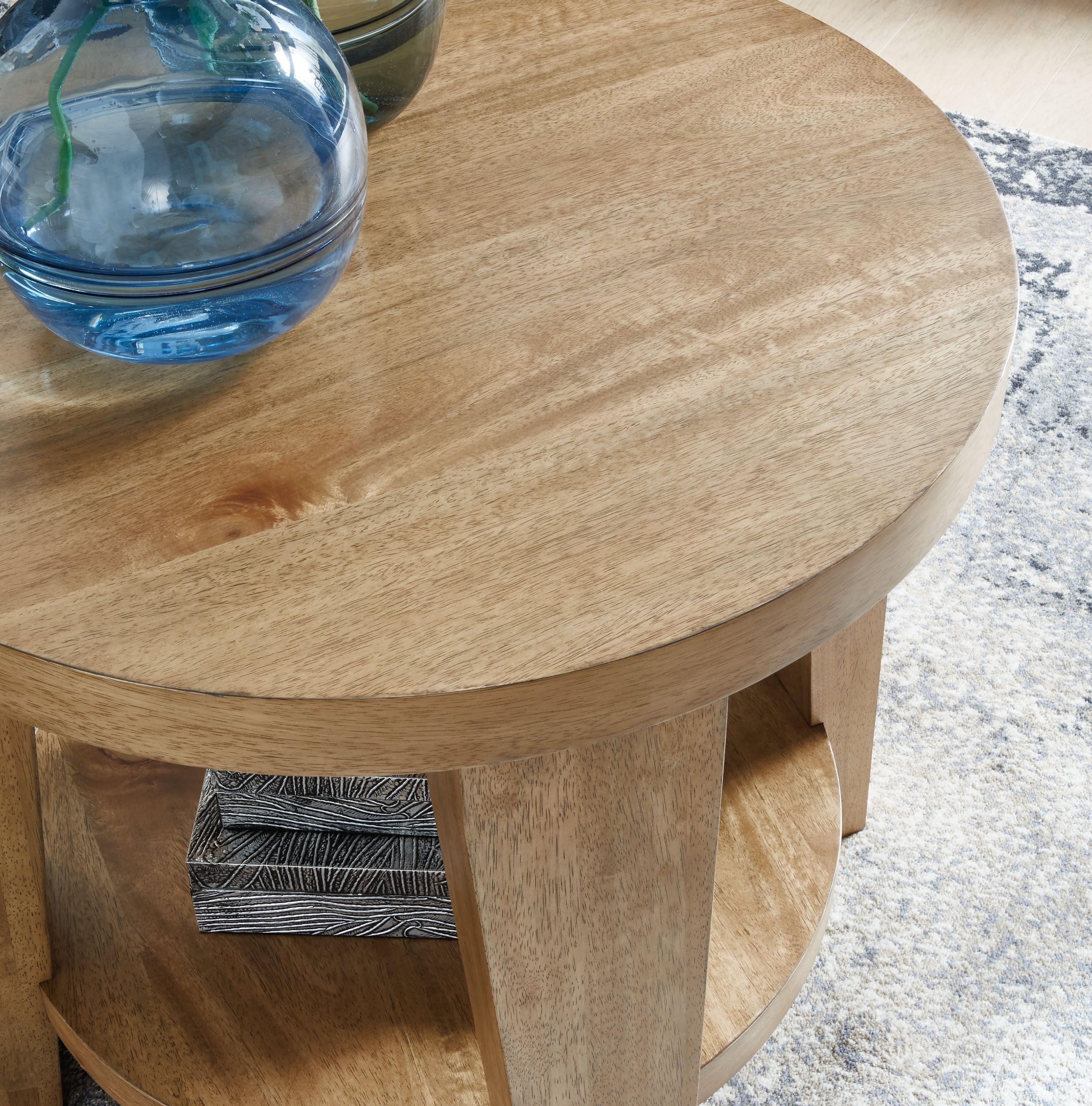 Kristiland - Table d'appoint ronde marron clair