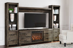 Trinell - Centre de divertissement 4 pièces avec meuble TV et insert de cheminée