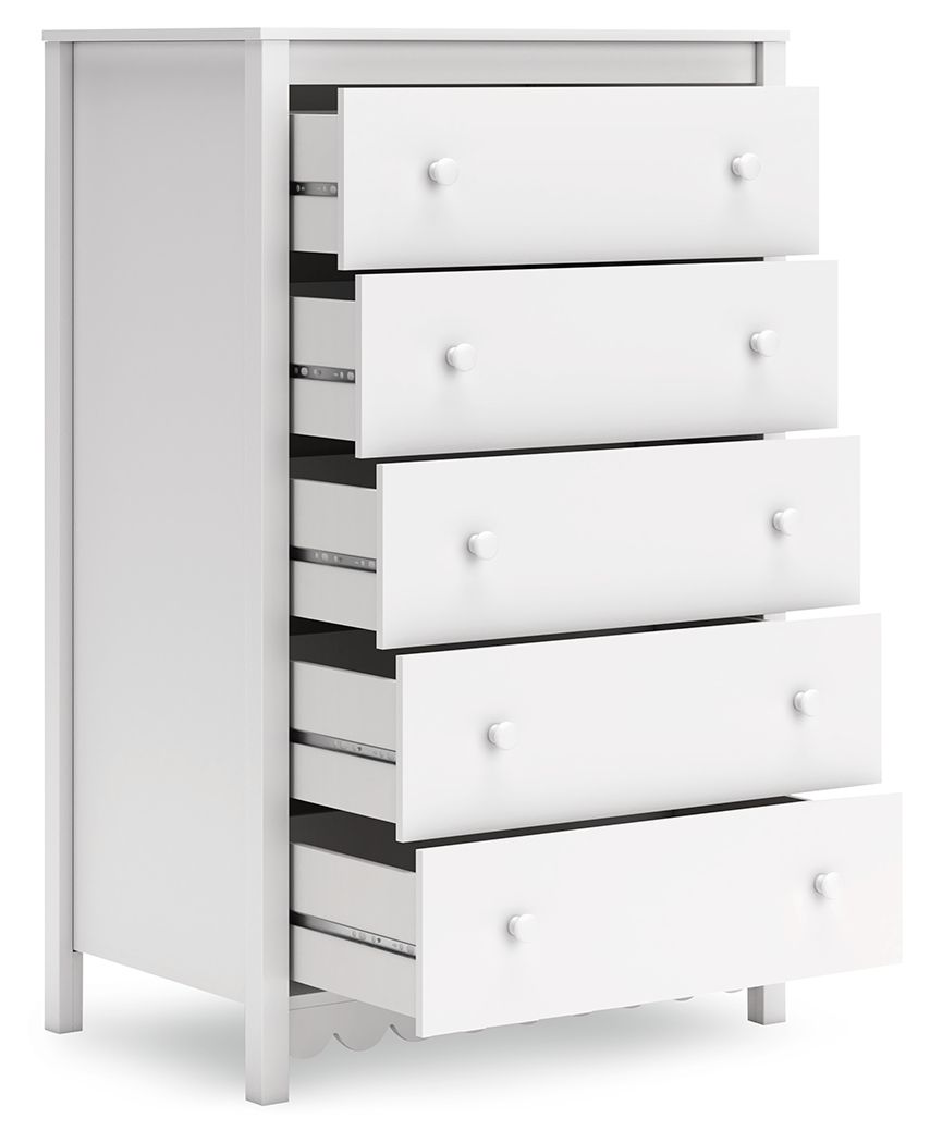 Hallityn - Blanc - Commode à cinq tiroirs