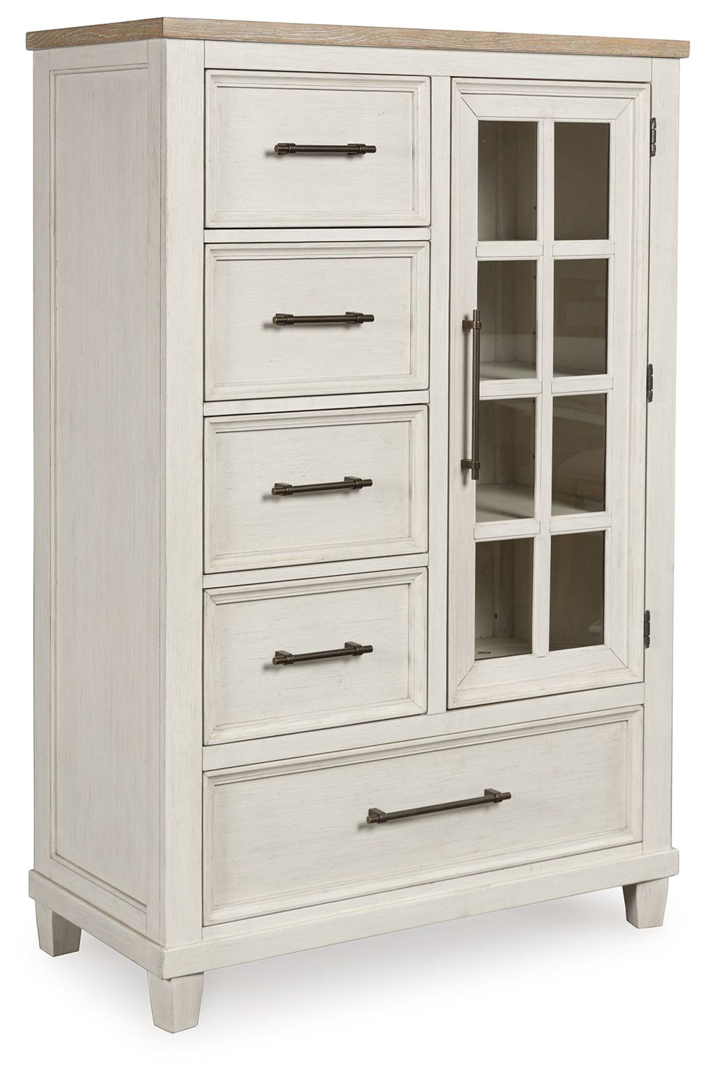 Shaybrock - Blanc antique / Marron - Commode à portes