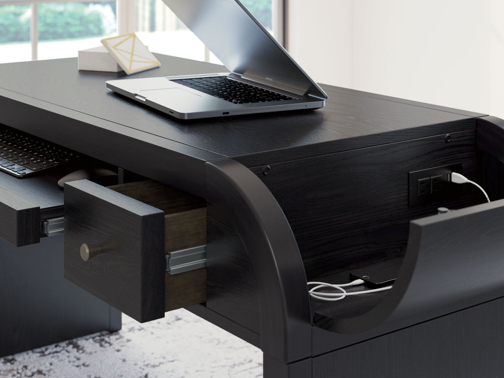 Rowanbeck - Noir - Ensemble 3 pièces - Bureau, chaise et bibliothèque