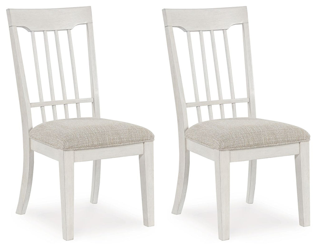 Shaybrock - Chaises de salle à manger rembourrées blanc antique/marron (lot de 2)