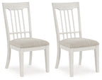 Shaybrock - Chaises de salle à manger rembourrées blanc antique/marron (lot de 2)