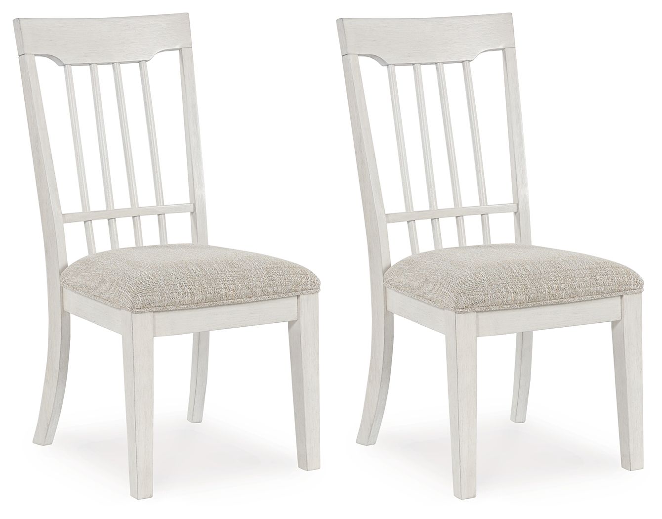 Shaybrock - Chaises de salle à manger rembourrées blanc antique/marron (lot de 2)
