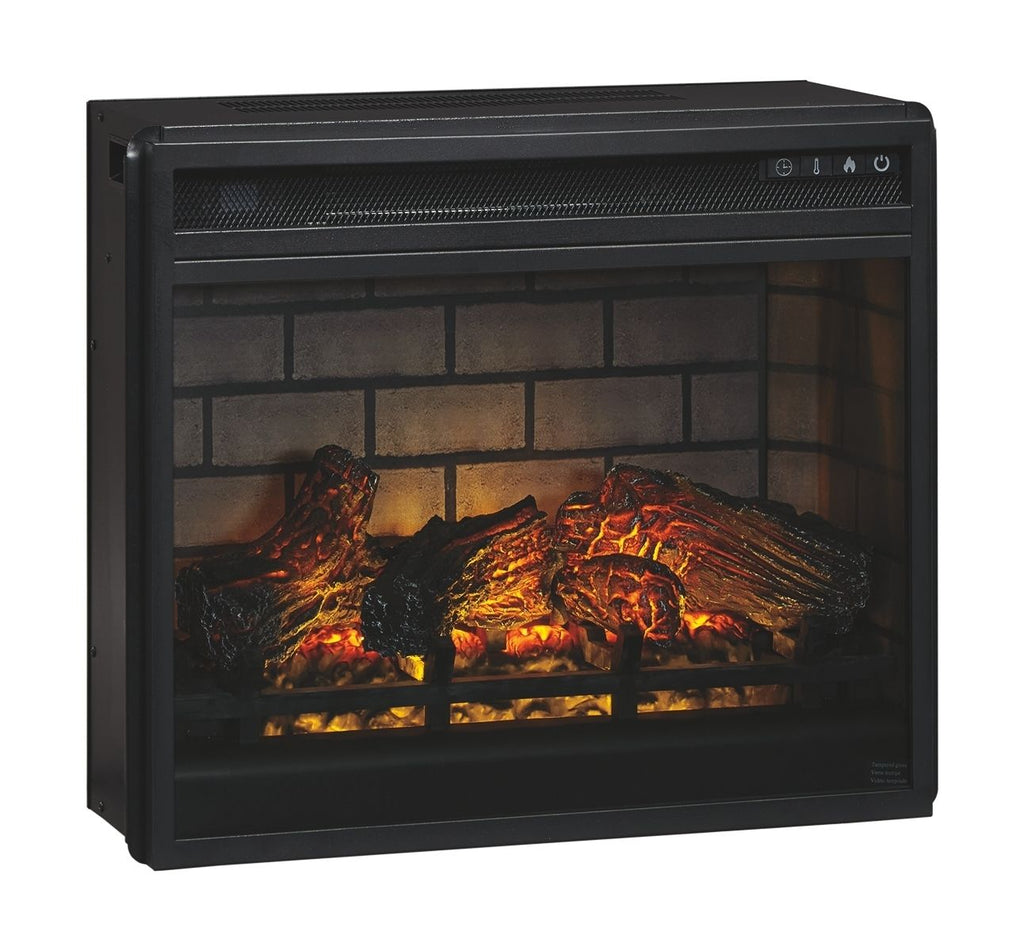 Willowton - Blanchiment - Meuble TV 2 pièces 64 po avec insert de cheminée en imitation brique réfractaire